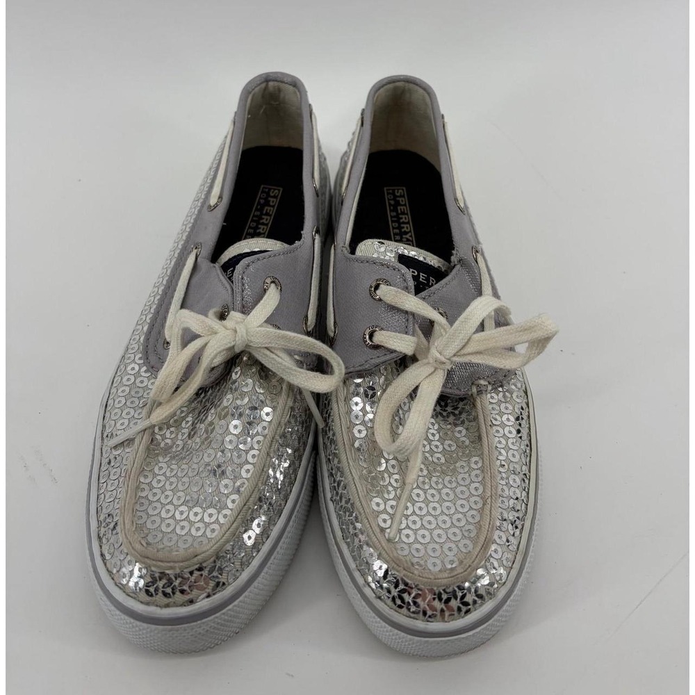 Sperry Top‎ Sider Silver Leather Sequin Slip-On, Women's Size 6.5